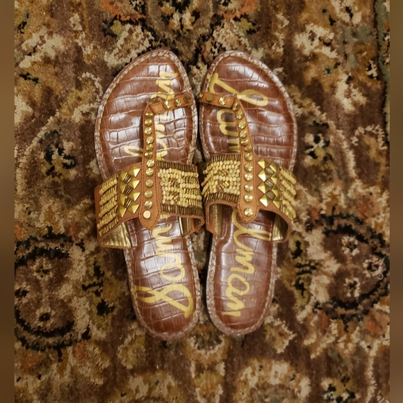 Sam Edelman Leather & Gold Sandal - Picture 3 of 4